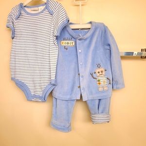 Baby Boy 3 Piece Velour Set